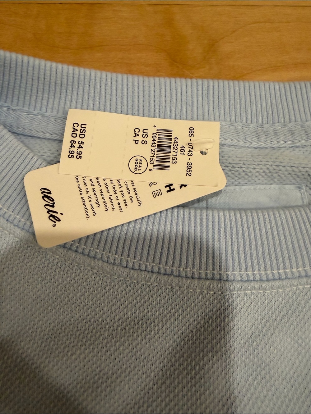 aerie Pale Blue Crewneck Sweatshirt with Tag - Picture 3 of 4